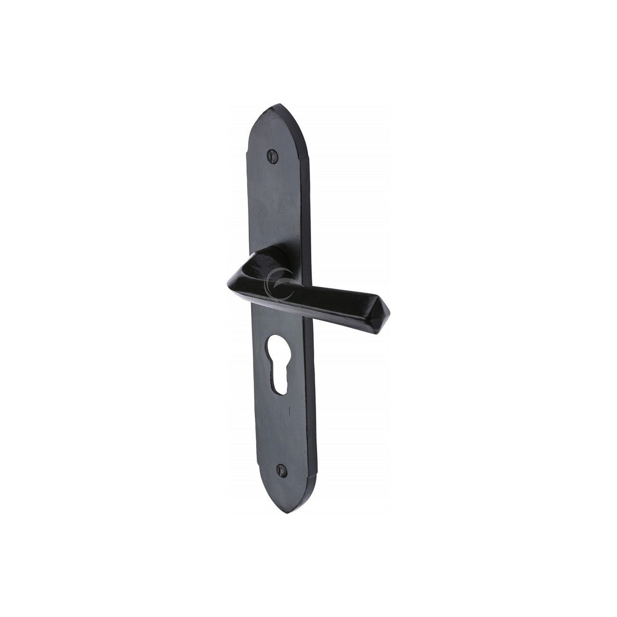 Black Iron Grafton Door Handle on Plate by M Marcus - Heritage Brass