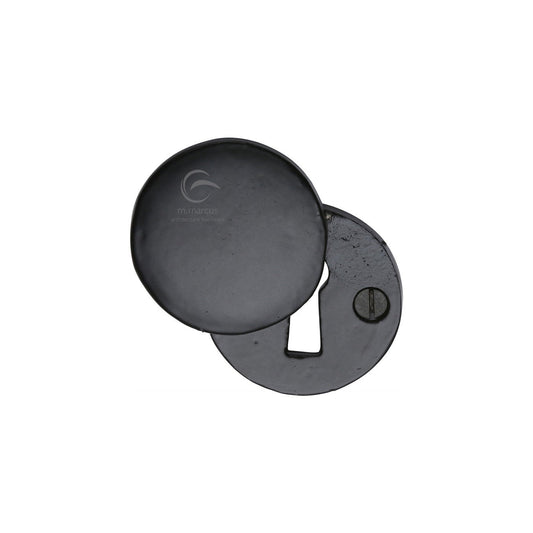 Standard Key Escutcheon Round Covered Black Iron - Matt Black