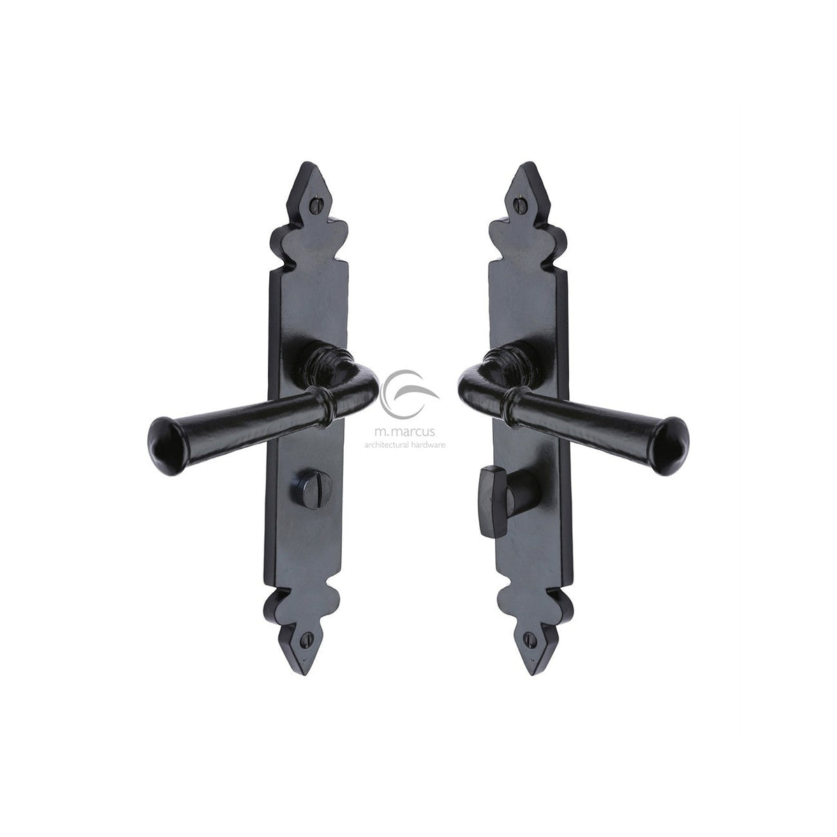 Black Iron Ludlow Door Handle on Plate by M Marcus - Heritage Brass