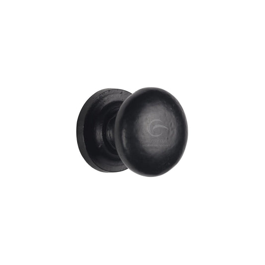 Matt Black Iron Round Cabinet Knob by M Marcus - Heritage Brass