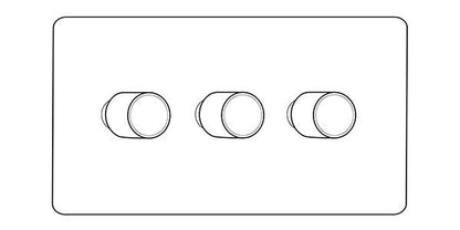 Hoxton Paintable Range Primed White (Paintable) 3 Gang TED Dimmer (Compatible with LED Lamps)