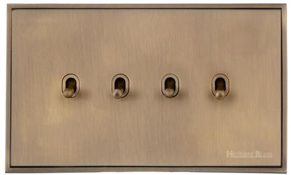 Executive Range Antique Brass, EX91 - 4 Gang Stockholm Toggle