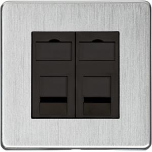 Studio Range Satin Chrome, Y33 - 2 Gang CAT6