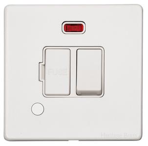 Vintage Range Matt White, XWH - Switched Spur with Neon + Cord (13 Amp)