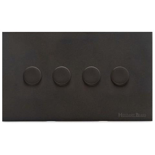 Windsor Range Dark Antique Bronze Switches & Sockets WN95 - 4 Gang Dimmer 250 watts (Compatible with halogen/ incandescent bulbs) by Heritage Brass By M-Marcus