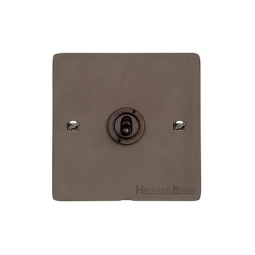 Heritage Brass Stylist Bronze Flat Plate - Round Edge - 1 Gang 2-Way Classic Toggle Switch - Type L9 by Heritage Brass By M-Marcus