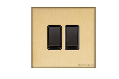 Windsor Range Matt Brass, WN40 - 2 Gang Rocker Switch