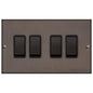 Richmond Elite Range Matt Bronze Switches & Sockets, LP9 - 4 Gang Rocker Switch by Heritage Brass By M-Marcus