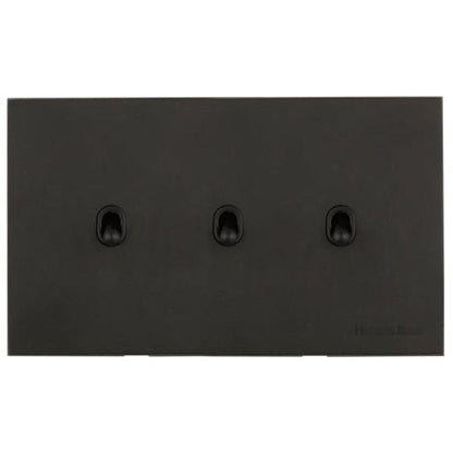 Windsor Range Jet Black (Project Finish) 3 Gang 2-Way Stockholm Toggle Switch by Heritage Brass By M-Marcus