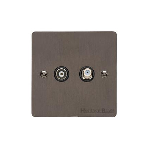 Heritage Brass Stylist Bronze Flat Plate - Round Edge - TV/Satellite Socket - Type L9 by Heritage Brass By M-Marcus