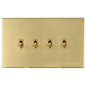 Windsor Range Polished Brass Switches & Sockets, WN1 - 4 Gang Stockholm Toggle by Heritage Brass By M-Marcus