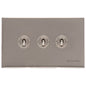 Windsor Range Satin Nickel Switches & Sockets, WN5 - 3 Gang Toggle Switch by Heritage Brass By M-Marcus