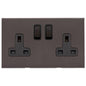 Windsor Range Matt Bronze Switches & Sockets, WN9 - Double Socket (13 Amp) by Heritage Brass By M-Marcus
