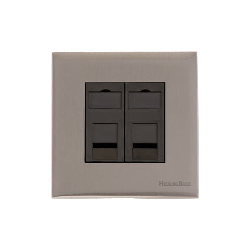 Windsor Range Satin Nickel Switches & Sockets, WN5 - 2 Gang CAT6 by Heritage Brass By M-Marcus