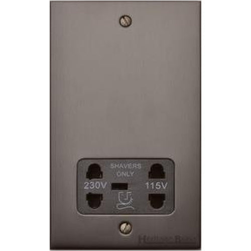 Heritage Brass Stylist Bronze Low Profile Plate - Square Edge - Shaver Socket Output Voltage 110/240V -Type RL9 by Heritage Brass By M-Marcus