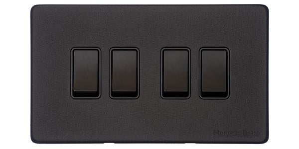 Vintage Range Matt Black, XBK - 4 Gang Rocker Switch