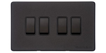 Vintage Range Matt Black, XBK - 4 Gang Rocker Switch