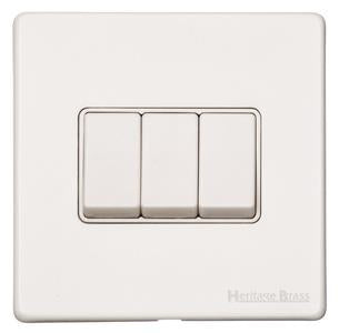 Vintage Range Matt White, XWH - 3 Gang Rocker Switch