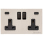 Windsor Range Satin Nickel Switches & Sockets, WN5 - 2G 13A Socket with USB-C+C by Heritage Brass By M-Marcus