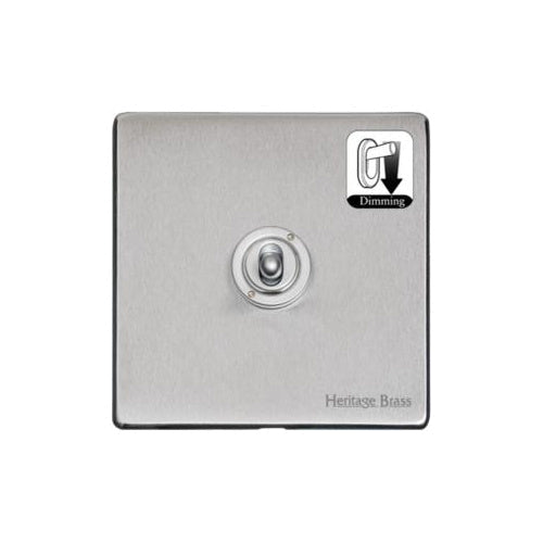 Vintage Range Satin Chrome Switches & Sockets, X03 - 1 Gang Dimming Toggle Switch by Heritage Brass By M-Marcus