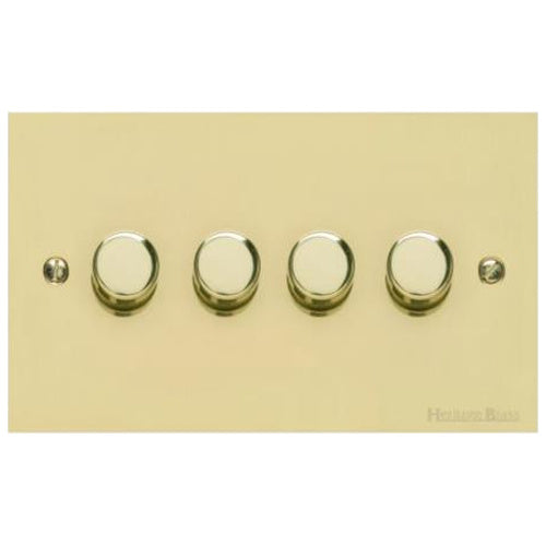 Richmond Elite Range Satin Brass Switches & Sockets, LP44 - 4 Gang Dimmer 250 watts (Compatible with halogen/ incandescent bulbs) by Heritage Brass By M-Marcus
