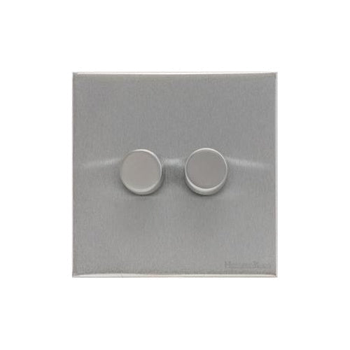 Windsor Range Satin Chrome Silk Switches & Sockets, WN35 - 2 Gang Dimmer 250 watts (Compatible with halogen/ incandescent bulbs) by Heritage Brass By M-Marcus