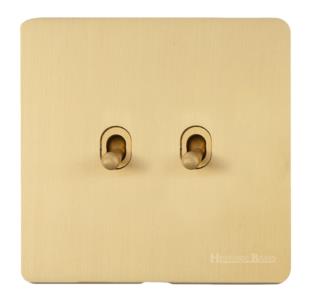 Studio Range Satin Brass, Y44 - 2 Gang Stockholm Toggle