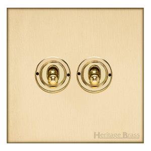 Windsor Range Matt Brass, WN40 - 2 Gang Toggle Switch