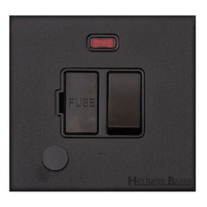 Windsor Range Jet Black (Project Finish) Switched Spur with Neon + Cord (13 Amp)