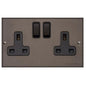 Richmond Elite Range Matt Bronze Switches & Sockets, LP9 - Double Socket (13 Amp) by Heritage Brass By M-Marcus