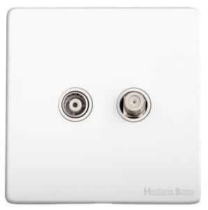 Vintage Range Gloss White Switches & Sockets, XGL - TV/Satellite Socket by Heritage Brass By M-Marcus