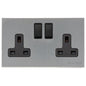Windsor Range Satin Chrome Silk Switches & Sockets, WN35 - Double Socket (13 Amp) by Heritage Brass By M-Marcus