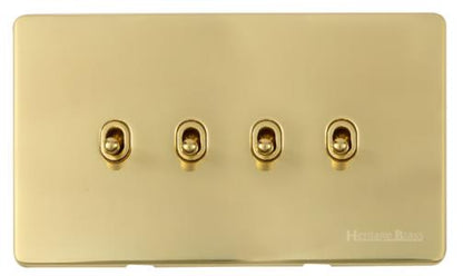 Vintage Range Polished Brass, X01 - 4 Gang Stockholm Toggle