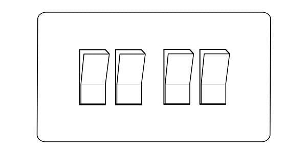 Clarity Perspex Range Clear Perspex (Project Finish) 4 Gang 2-Way Rocker Switch
