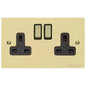 Richmond Elite Range Satin Brass Switches & Sockets, LP44 - Double Socket (13 Amp) by Heritage Brass By M-Marcus