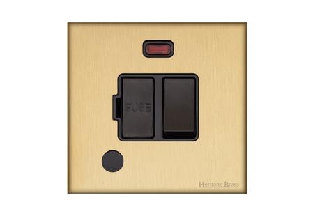 Windsor Range Matt Brass, WN40 - Switched Spur with Neon + Cord (13 Amp)