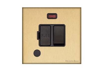 Windsor Range Matt Brass, WN40 - Switched Spur with Neon + Cord (13 Amp)