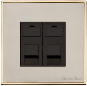 Executive Range Satin Nickel with Polished Brass, EX15 - 2 Gang CAT6