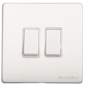 Vintage Range Matt White, XWH - 2 Gang Rocker Switch