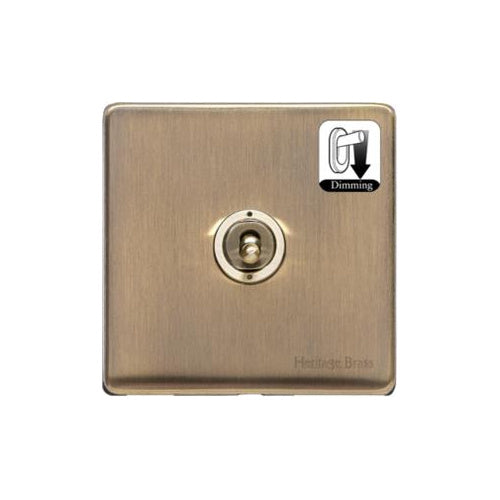 Vintage Range Antique Brass Switches & Sockets, X91 - 1 Gang Dimming Toggle Switch by Heritage Brass By M-Marcus