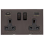 Windsor Range Matt Bronze Switches & Sockets, WN9 - 2G 13A Socket with USB-A+C by Heritage Brass By M-Marcus