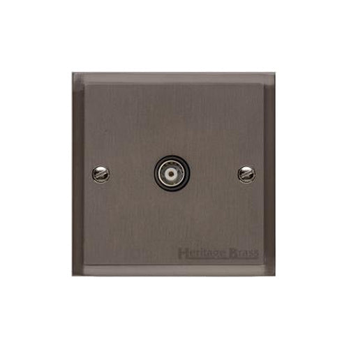 Elite Stepped Plate Range Matt Bronze Switches & Sockets, S09 - 1 Gang Non-Isolated TV Coaxial Socket by Heritage Brass By M-Marcus