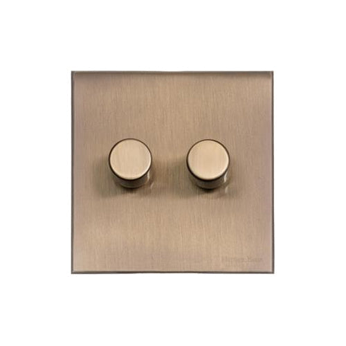 Windsor Range Antique Brass Switches & Sockets, WN91 - 2 Gang TED Dimmer (Compatible with LED Lamps) by Heritage Brass By M-Marcus
