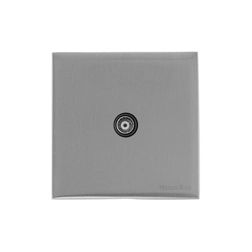 Windsor Range Satin Chrome Silk Switches & Sockets, WN35 - 1 Gang Non-Isolated TV Coaxial Socket by Heritage Brass By M-Marcus