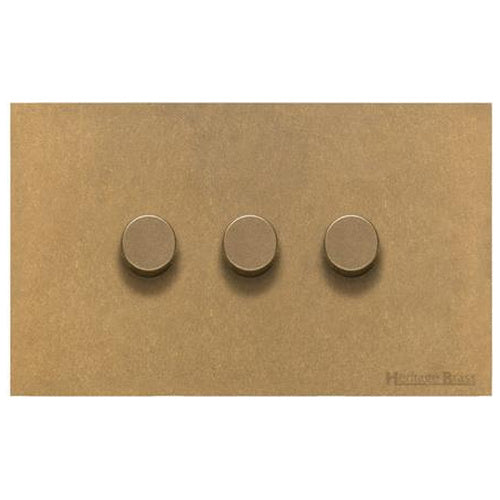 Windsor Range Aged Brass Switches & Sockets, WN50 - 3 Gang Dimmer 250 watts (Compatible with halogen/ incandescent bulbs) by Heritage Brass By M-Marcus