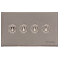 Windsor Range Satin Nickel Switches & Sockets, WN5 - 4 Gang Toggle Switch by Heritage Brass By M-Marcus