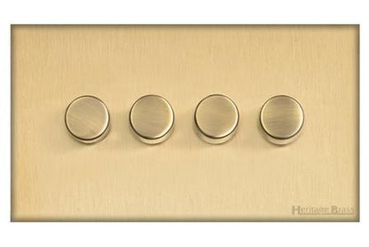 Windsor Range Matt Brass, WN40 - 4 Gang TED Dimmer (Compatible with LED Lamps)