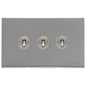 Windsor Range Satin Chrome Silk Switches & Sockets, WN35 - 3 Gang Toggle Switch by Heritage Brass By M-Marcus