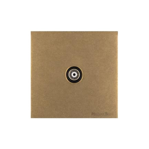 Windsor Range Aged Brass Switches & Sockets, WN50 - 1 Gang Non-Isolated TV Coaxial Socket by Heritage Brass By M-Marcus