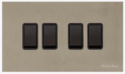 Windsor Range Aged Pewter, WAP - 4 Gang Rocker Switch